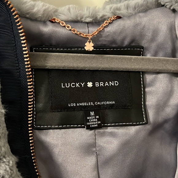 Lucky Brand Bomber Jacket Missy Short Faux Fur - Picture 5 of 5
